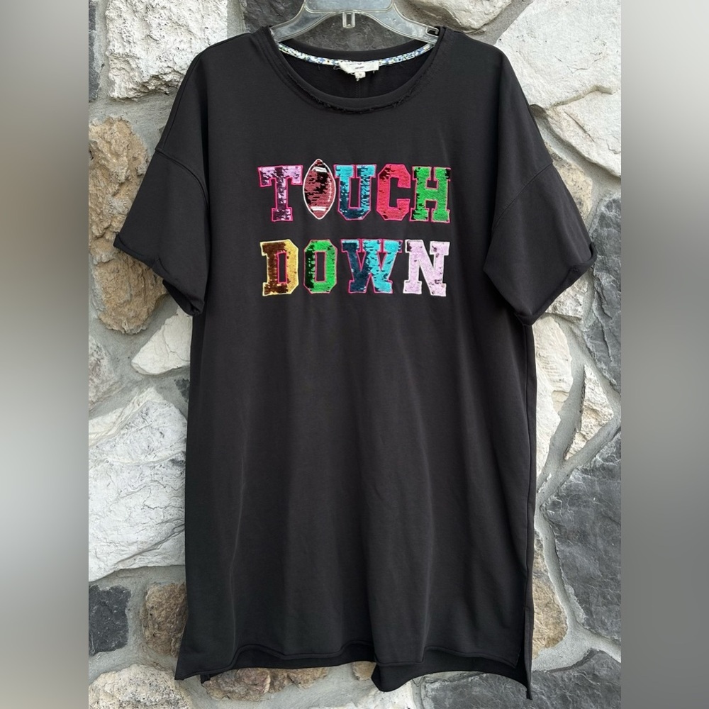 Umgee Game Day Tshirt Dress Size M Sequin Touchdown Cute Football Game Outfit